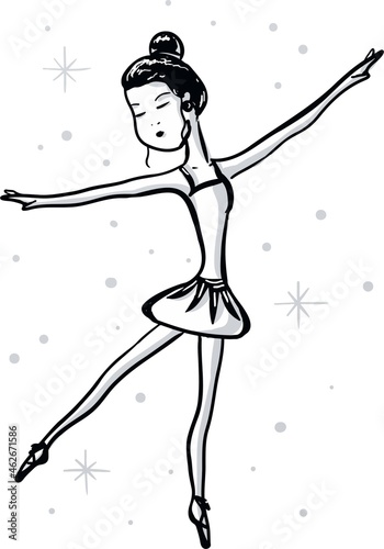 The painting Dancing ballerina is made on a white background