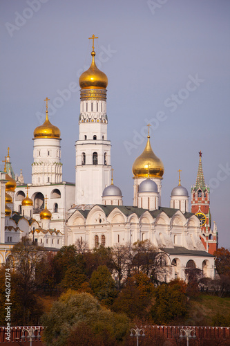 postcard view of the Moscow Kremlin in autumn