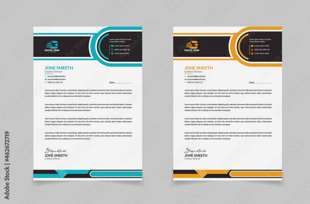 Letterhead design template. Elegant and clean modern business letterhead template design. Illustration vector