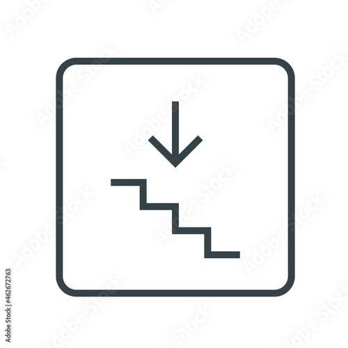 An icon indicating the direction down stairs