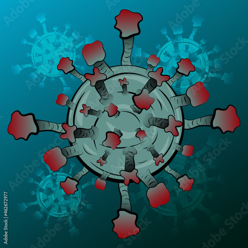 Vector illustration of Coronavirus (Covid-19) in a stylized cartoon. photo