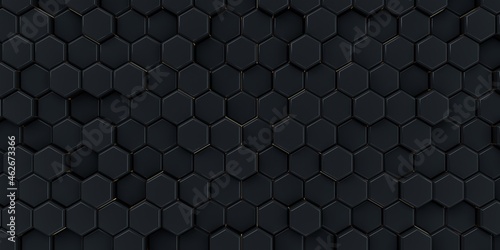 Futuristic Hexagon background. Dark horizontal background with hexagons 
