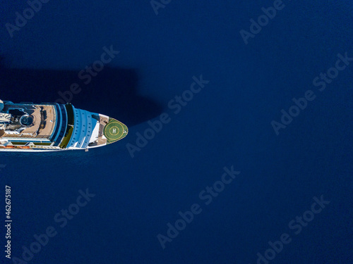 Top view from drone on luxury cruise ship in the blue sea © Anton Tolmachov