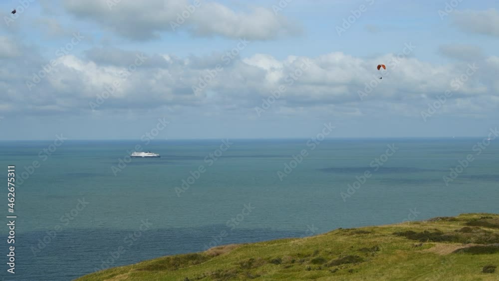 paraglider over the sea on the Opal Coast in France
