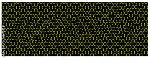 Yellow hexagon lines wave background