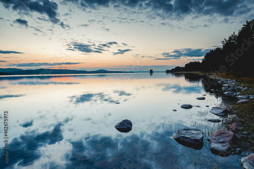 Sunset at the Lake Siljan  in Darlana Sweden   photo
