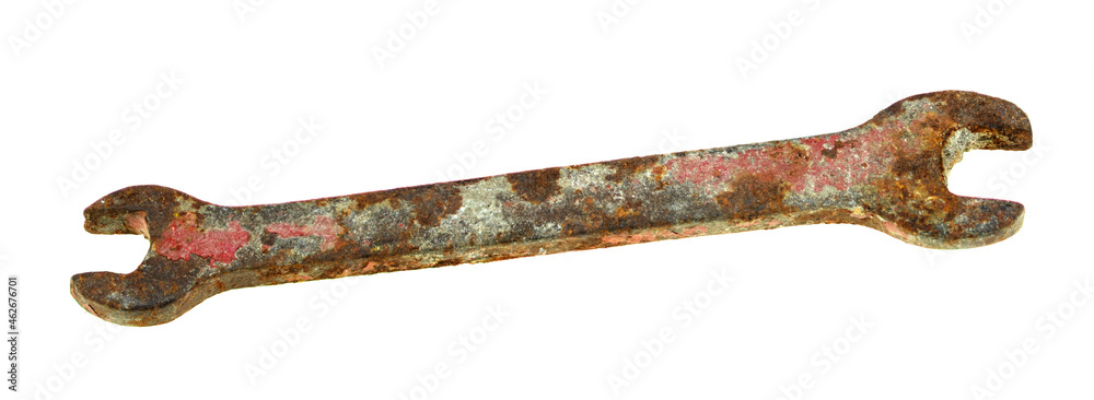 An old wrench isolated on a white background