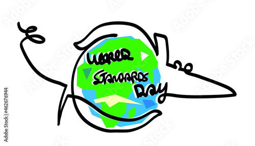 One line drawing of world standard day concept.
One continuous line drawing of world standards day concept.