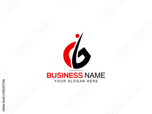 Abstract letter G logo design. Initial G gg vector element. Letter G Icon Logo with Modern Red and White Background
