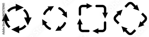 Four arrows forming cycle, round circle and square version