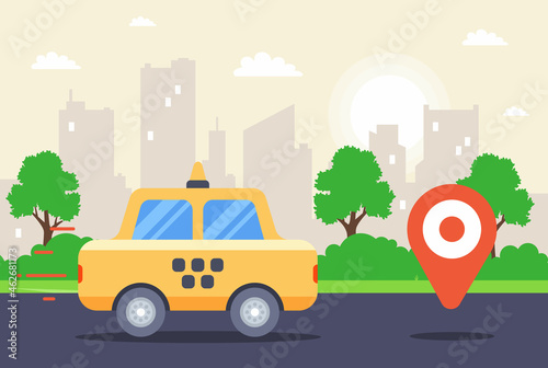 City call center for taxi. flat vector illustration.