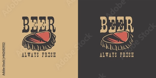 Beer cap for bar. Original brew design with metal cork from bottle for craft beer, pab or brewery
