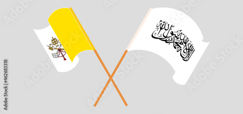 Crossed flags of Vatican and Taliban. Official colors. Correct proportion