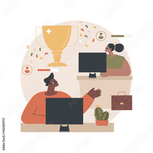 Office esport competition abstract concept vector illustration. Video game tournament, office fun, team competition, best player, battle arena, internet live streaming abstract metaphor.