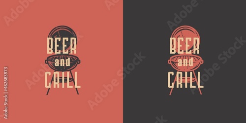 Beer BBQ design for beer party. Original brew design with barbeque maker for print