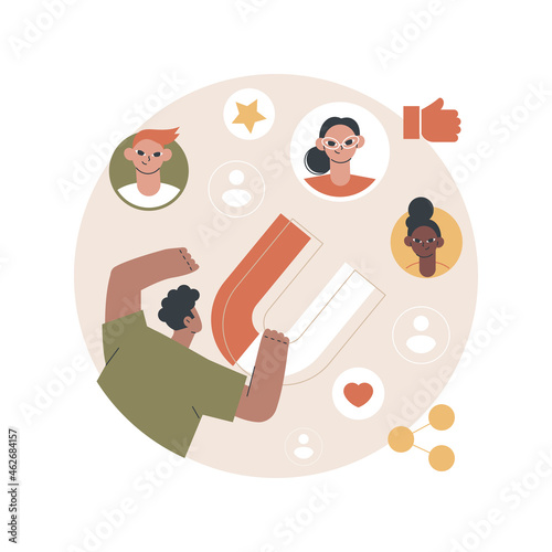 Engagement marketing abstract concept vector illustration. Internet marketing, engagement management, active participation, online commerce, smm strategy, interactive content abstract metaphor.