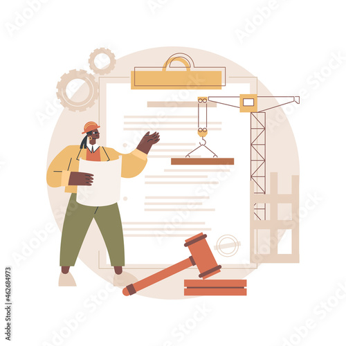 Building permit abstract concept vector illustration. Official approval, contractor service, property remodeling project, house blueprint, application form, real estate business abstract metaphor.