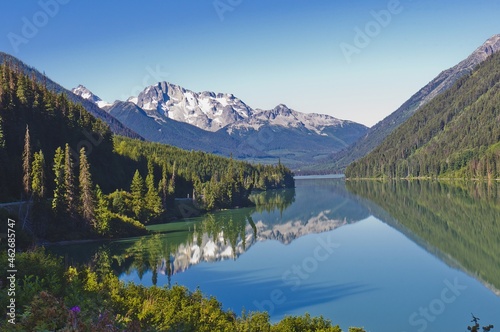 Duffey Lake reflecting mountains