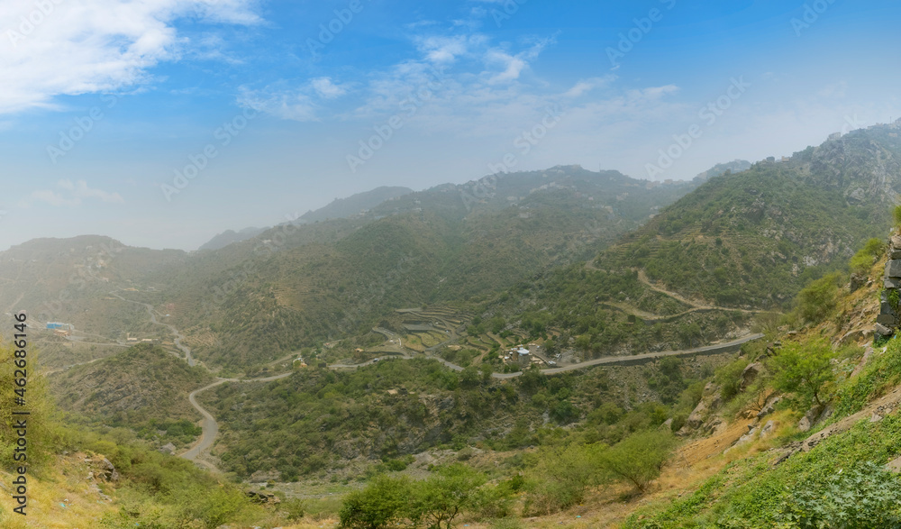 Views across the Faifa mountains in Jazan region of Saudi Arabia