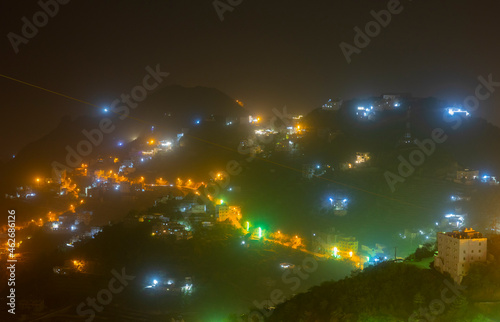 Night time views across the Faifa mountains in Jazan region of Saudi Arabia photo