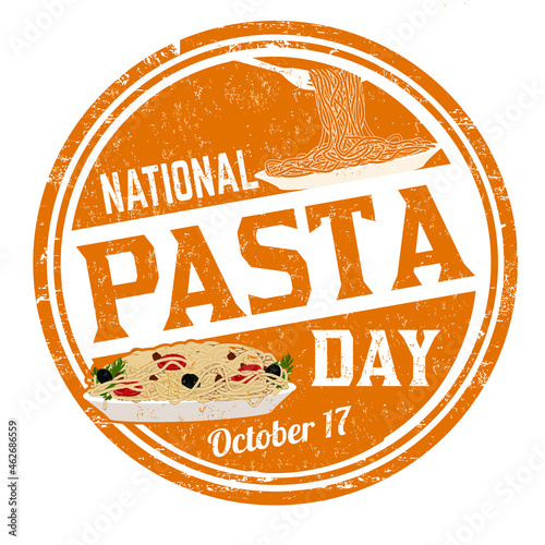 National pasta day grunge rubber stamp on white background, vector illustration	