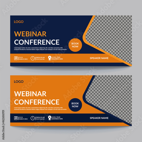 webinar conference Social media post design. Template for online live conference webinar invitation banner design.