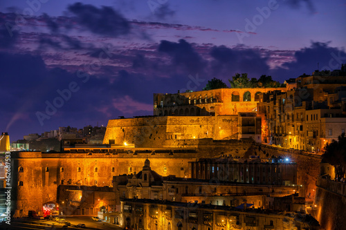 Malta, Valletta, Fortified old town at night photo