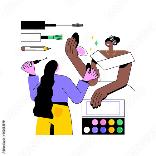 Professional makeup abstract concept vector illustration. Professional cosmetics, beauty salon, movie makeup artist, filmmaking crew, bridal make-up service, skin treatment abstract metaphor.