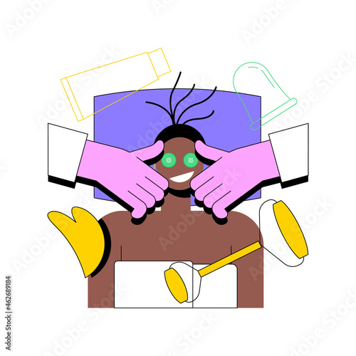 Facial massage abstract concept vector illustration. Spa treatment, face and neck lifting, professional skincare, wellness and relax, cosmetology clinic, thai salon, beauty abstract metaphor.