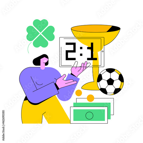 Sports betting abstract concept vector illustration. Bookmaker market, wagering website, sports betting mobile app, put bet on, online gambling, winner strategy, earn on e-sport abstract metaphor.