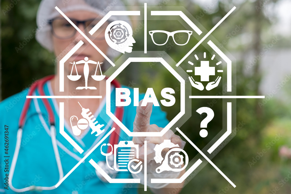 Foto de Medical concept of bias. Biases and facts. Prejudice bias