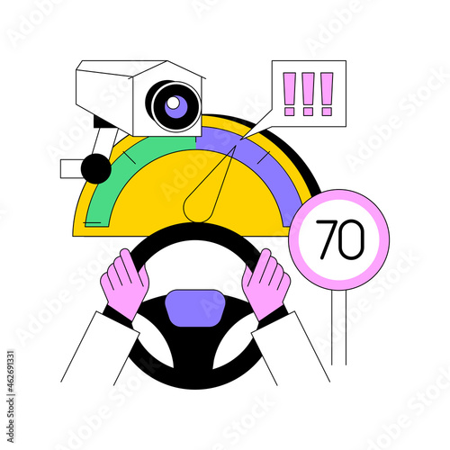 Speed control abstract concept vector illustration. Road police radar, stationary sensor control, driving speed limit, safety regime, traffic rules violation, pay a fine online abstract metaphor.