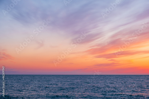 the sky with feathery clouds, beautiful clouds in the sky