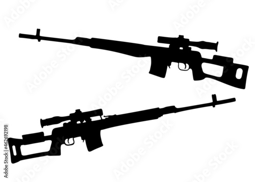 Combat firearms in a set. Vector image.