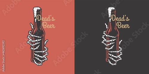 Beer bottle for bar. Original brew design with open bottle of craft beer for pab or brewery