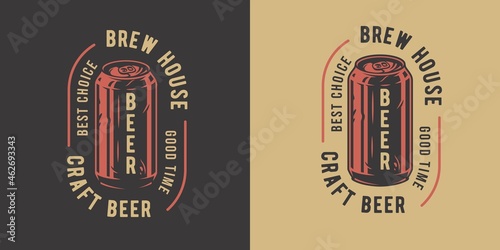 Beer can for bar. Original brew design with craft beer can for pab or brewery