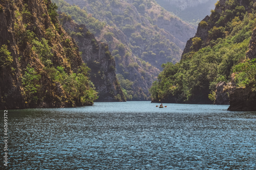 View of the lake in the Matka canyon in the vicinity of Skopje, Republic of North Macedonia View of the lake in the Matka canyon in the vicinity of Skopje, Republic of North Macedonia