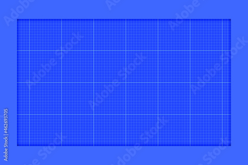 Vector Blueprint Background Template, Blue Frame, Rectangular Shape, Paper for Sketches, Colorful Illustration.