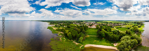 Germany, Mecklenburg-Western Pomerania, Mecklenburg Lake District, Aerial view of Kummerow Castle and Lake Kummerow