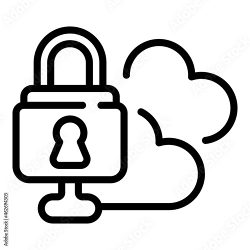 Data cloud key icon outline vector. Stop fraud. Cyber money
