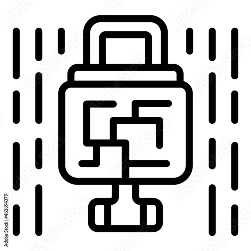 Cyber lock icon outline vector. Secure key. Hacker system