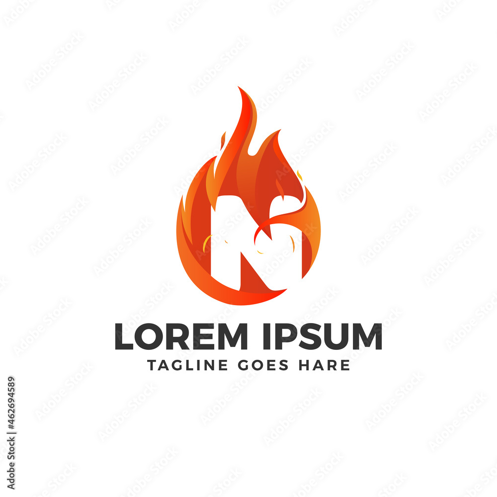 Fototapeta premium N Letter Fire Logo