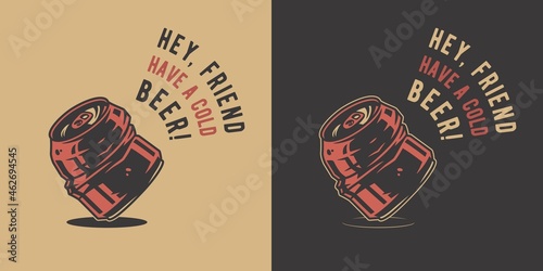 Beer crumpled can for bar. Original brew design with craft beer can for pab or brewery