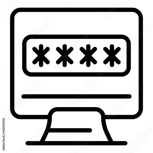 Computer password icon outline vector. System lock. Secure cyber