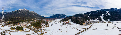 Germany, Bavaria, Garmisch Partenkirchen and Wetterstein mountains in winter photo