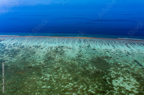 Maldives, South Male Atoll, aerial view of reef of an atoll