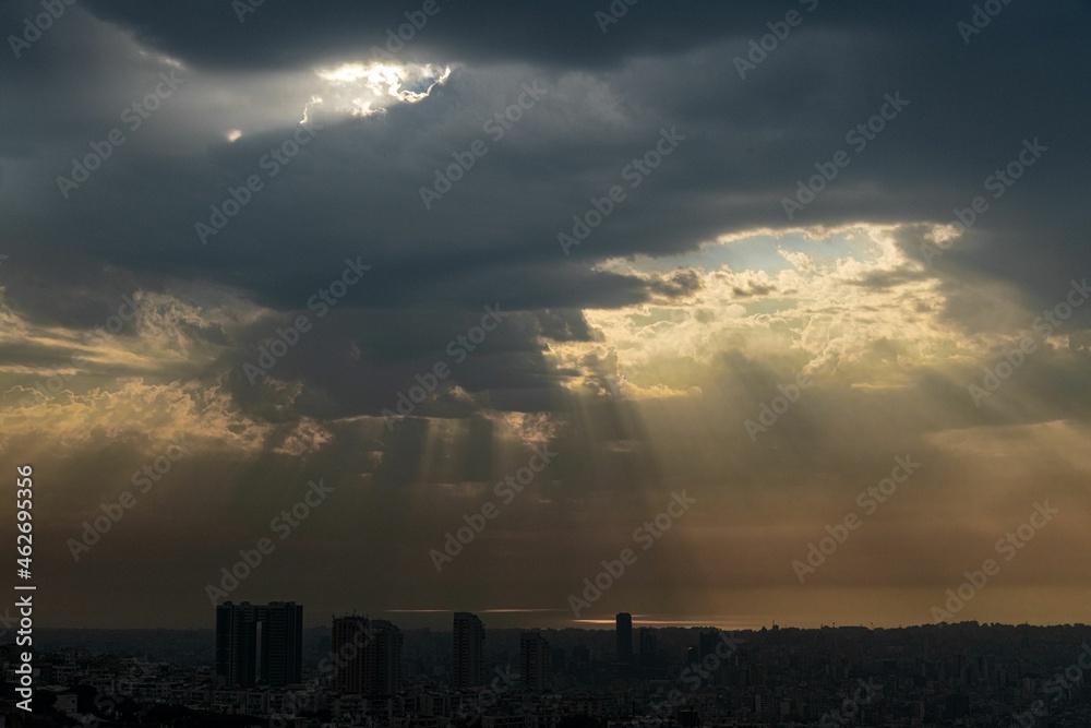dramatic cloud sky during sunset over Beirut
