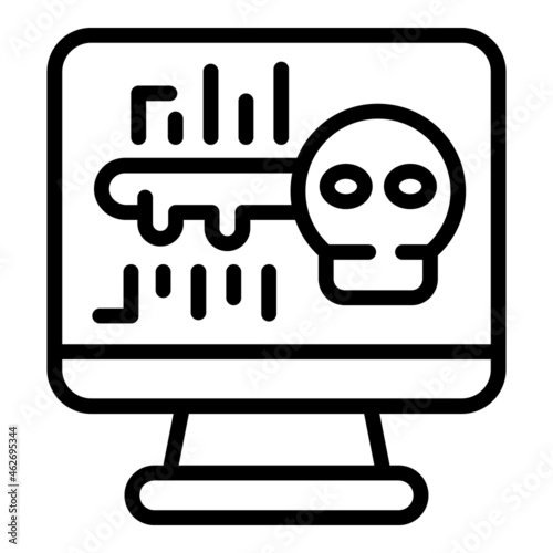 Hacker fraud icon outline vector. System lock. Cyber key
