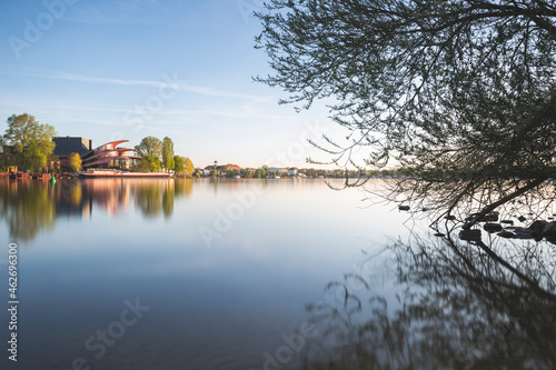 Germany,ÔøΩBrandenburg, Potsdam, Bank of Havel river withÔøΩHans Otto TheaterÔøΩin background photo