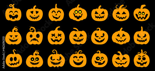 Halloween pumpkin silhouette set vector illustration